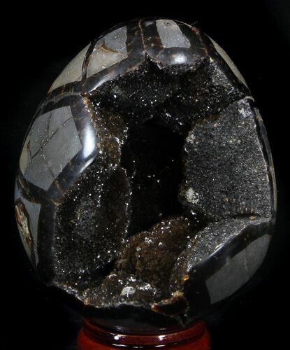 Septarian Dragon Egg Geode - Crystal Filled #37375